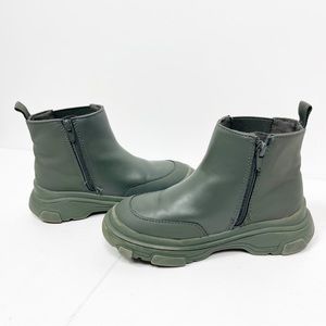 Zara Baby Green Rubber Zip Ankle Rain Boots Kids Toddle Size 9